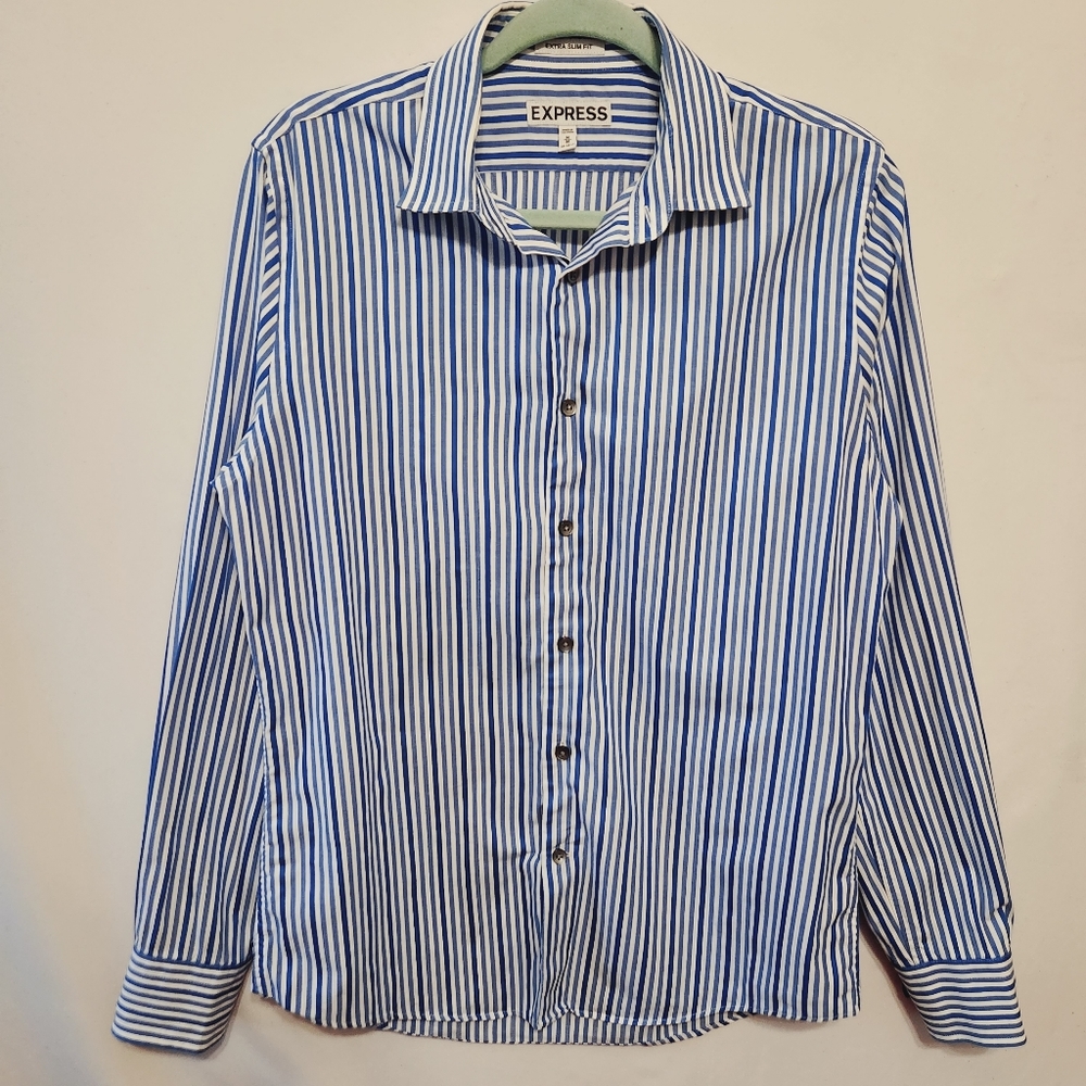Express Striped Extra Slim Fit Long Sleeve Button Down